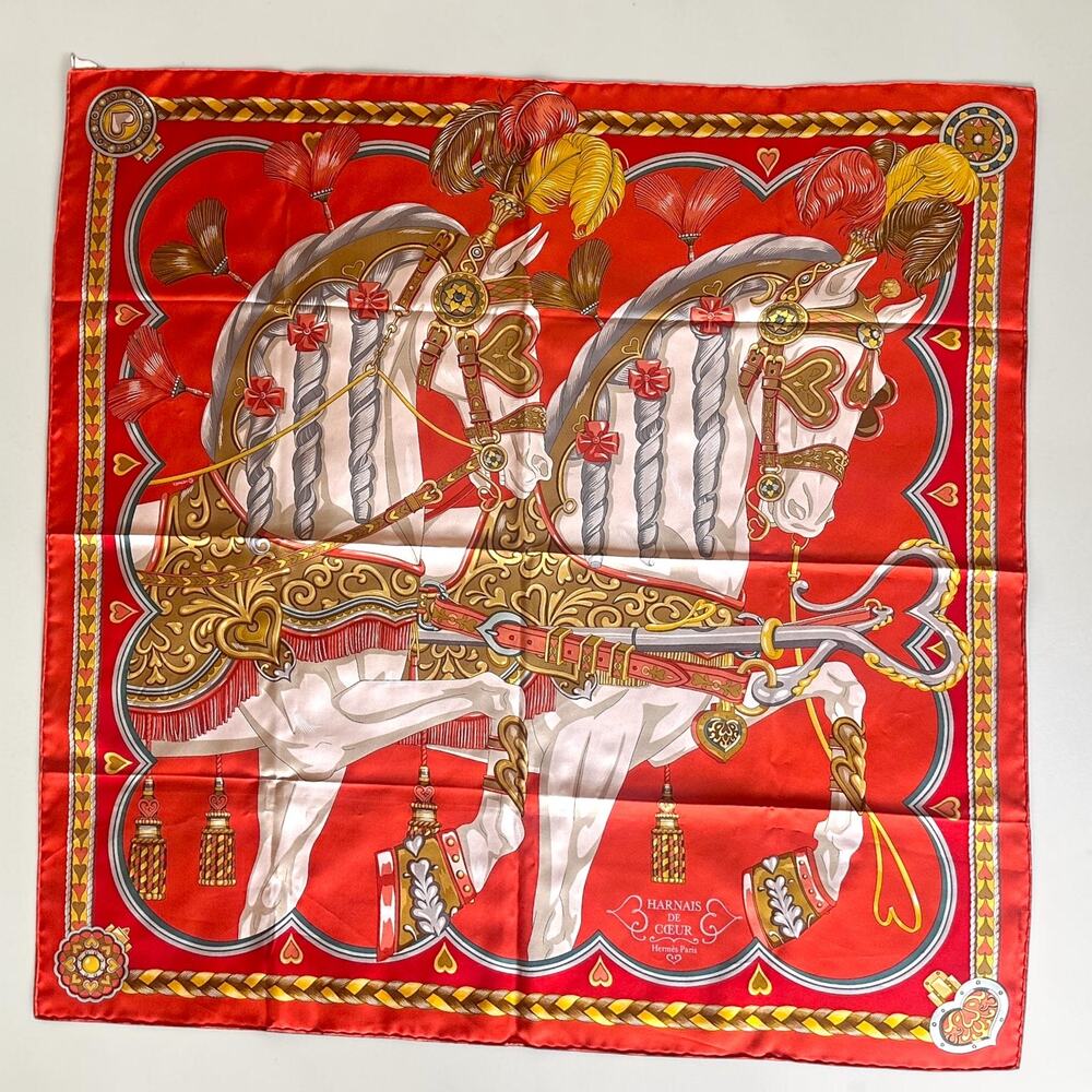 Hermès Harnais de Coeur Silk Carré 90 Scarf | Equestrian Print